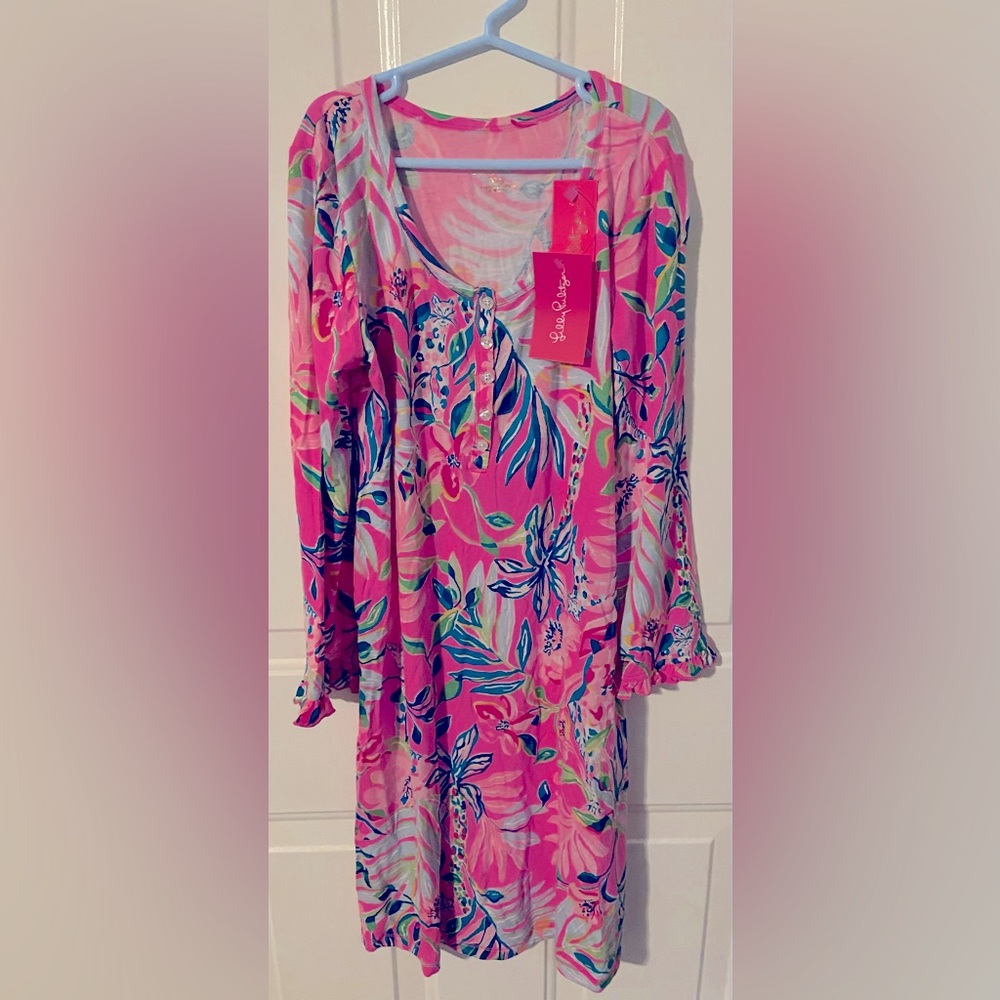 Lilly Pulitzer brand PJ knit nightshirt. XXS Plumeria Pink